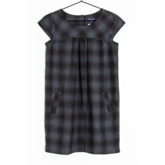 Gap Blue And Black Wool Blend Cap Sleeve Fully Lined Sheath Jumper With Pockets - Picture 1 of 10